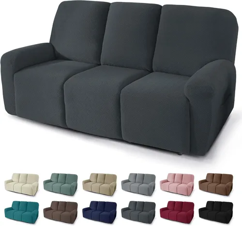 Vista 26 de JIVINER Fundas reclinables de gran tamaño de 3 piezas para sillón reclinable grande con bolsillos, tela jacquard elástica Lazy Boy funda para sofá