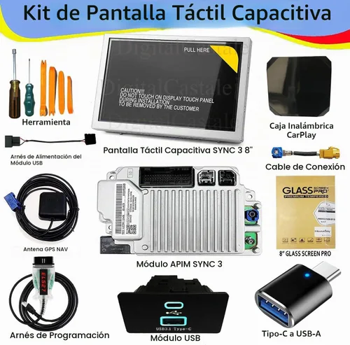 Vista 2 de SYNC 2 a SYNC 3 Kits de actualización para Edge, módulo de interfaz inalámbrico Carplay SYNC 3.4 de 8 pulgadas con pantalla táctil capacitiva APIM