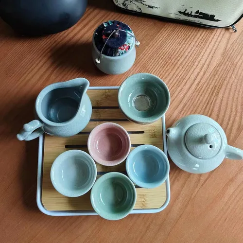 Vista 5 de Four Seasons - Juego de té de cuatro colores, juego de té para viajar en cuatro estaciones, adecuado para cumpleaños, ceremonias de graduación, día
