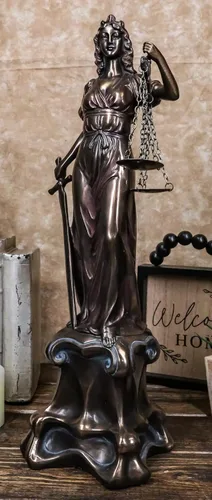 Vista 6 de Ebros Gift Estatua de la Señora de la Justicia de resina bronceada de 16 pulgadas de alto, figura de dique de La Justicia romana, escultura