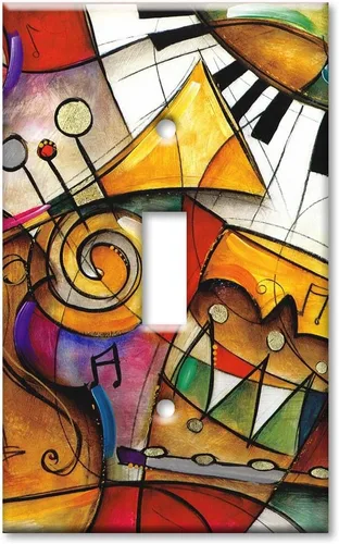 Vista 7 de Art Plates - Placa decorativa de pared de metal con palanca de doble pandilla - Teclado - (fabricado en Estados Unidos)