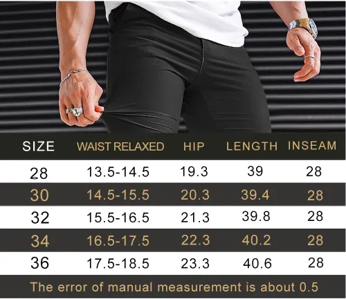 Vista 6 de GINGTTO Pantalones deportivos casuales de sarga para hombre, de nailon, con entrepierna elástica de 28 pulgadas