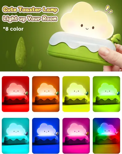 Vista 2 de L LOHAS LED Bonita lámpara de nube para decoración de escritorio, luz nocturna para niños, luz de sueño kawaii, lámpara recargable de 7