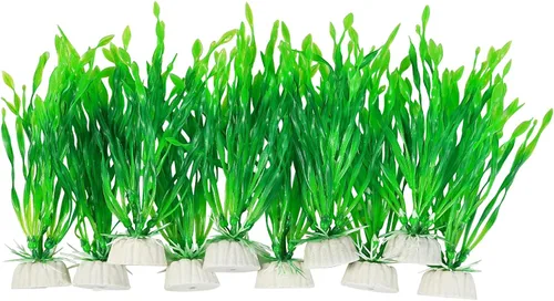 Vista 3 de AQUANEAT Plantas artificiales de acuario, decoraciones de pecera de plástico, 2 pulgadas de alto, 10 paquetes