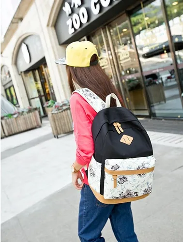 Vista 4 de Mochila escolar para niñas y mujeres, mochilas de viaje para laptop, mochila escolar ligera, mochila de lona para la espalda, mochila casual
