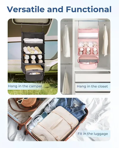 Vista 5 de Large Travel Storage Bag Set, Beige Suitcase Organizer for Packing and Organization
