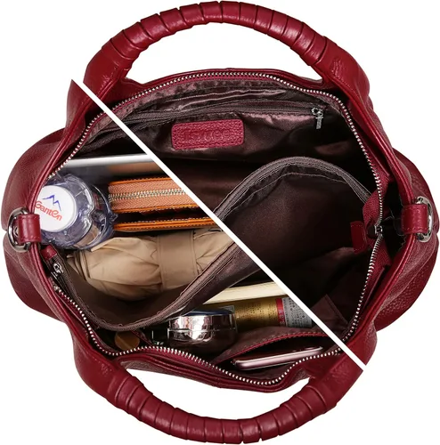 Vista 6 de Iswee Bolso bandolera de cuero genuino con asa superior para mujer