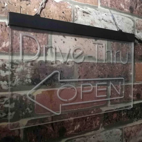 Vista 4 de ADVPRO Drive Thru Open Flecha Izquierda Señal de neón LED de doble color, azul y rojo, 24 x 16 pulgadas st6s64-i3827-br