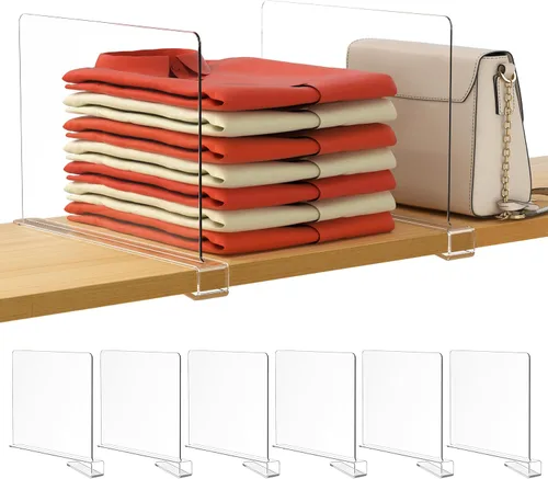 Vista 37 de HBlife 6 separadores de estantes negros, organizador vertical de bolso para armario, perfecto para suéteres, camisas, bolsos en el dormitorio