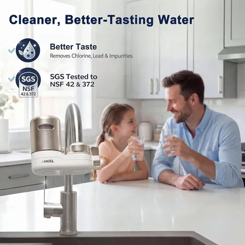 Vista 9 de ANGEL CF30 Filtro de agua para grifo de fregadero, sistema de filtración de agua de montaje en grifo, reduce el 98% de cloro, plomo y óxido, probado