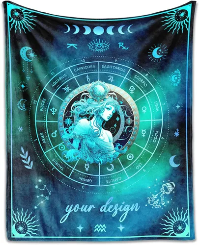 Vista 19 de Manta Acuario para Regalos, 40" x 30" Manta Rectangular de Franela del Zodiaco Acogedora, Regalo para Niños Niñas Adolescentes Mujeres Hombres