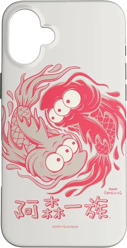 Vista 22 de Funda blanca japonesa para iPhone 16 Los Simpsons Koi Blinky Yin Yang