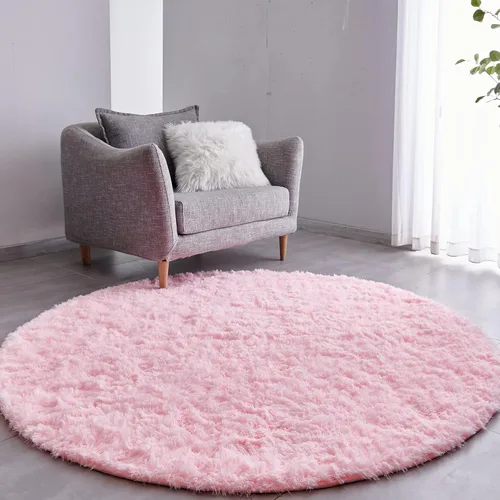 Vista 12 de FJZFING Alfombra Redonda Negra Ultra-Suave de Felpa Moderna 4x4 Alfombra de Área Circular para Dormitorio de Niños, Alfombra Circular Esponjosa Shag