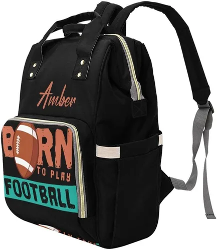 Vista 4 de Bolsas de pañales de flores impresas Mochila con nombre Bolso de bebé personalizado Bolsa de pañales de enfermería Regalos, Personalizado 4