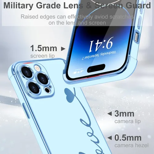 Vista 5 de LAPOPNUT Funda compatible con iPhone 13 Pro, bonito diseño de corazón de amor para mujeres y niñas, parachoques chapado de lujo con cubierta