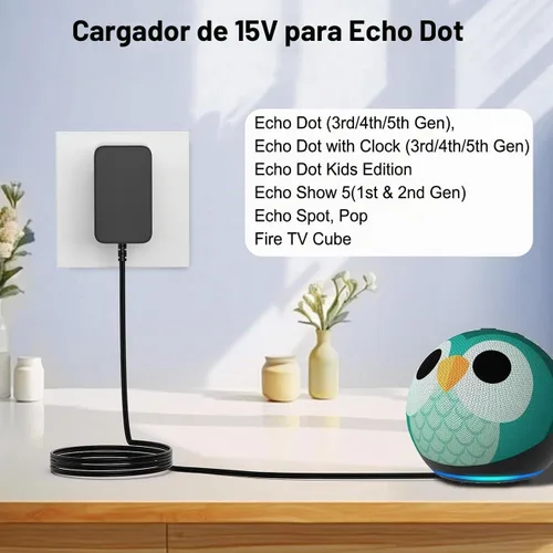 Vista 2 de Goveep - Adaptador de corriente de 15 W compatible con Alexa Echo Pop