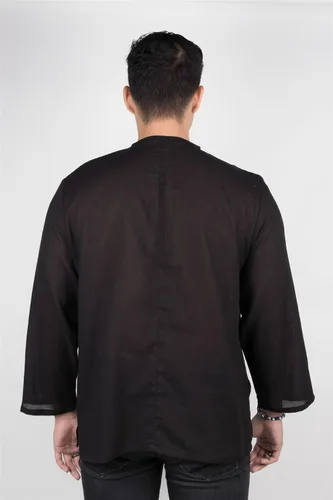 Vista 4 de Lofbaz - Camisa para hombre 100 algodón cuello en V camisa playera o estilo yoga
