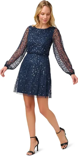 Vista 3 de Adrianna Papell Vestido corto con cuentas y manga para mujer