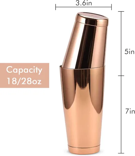 Vista 2 de CTSK0013 - Coctelera Boston de acero inoxidable – 2 piezas de 18 oz y 28 onzas – CTSK0013 (cobre)