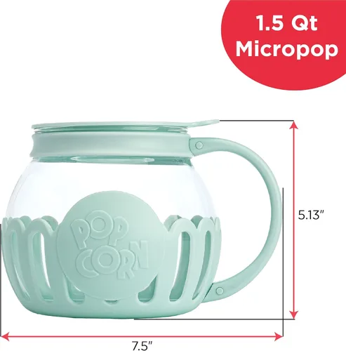 Vista 7 de Ecolution - Palomitero MicroPop patentado para microondas con vidrio seguro para temperatura, tapa 3 en 1 mide granos y derrite mantequilla, hecho