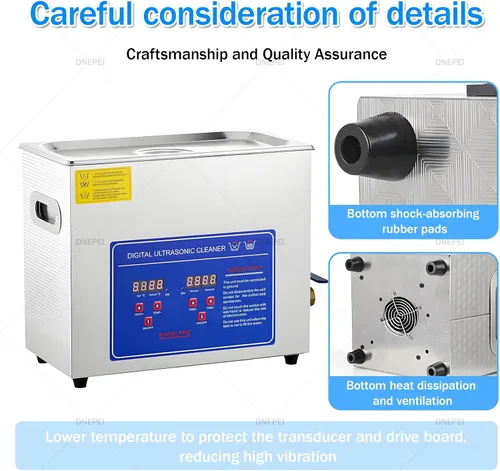Vista 3 de Limpiador ultrasónico de gran capacidad 30L con calentador, máquina de limpieza ultrasónica industrial de 40 kHz, limpiador sónico profesional