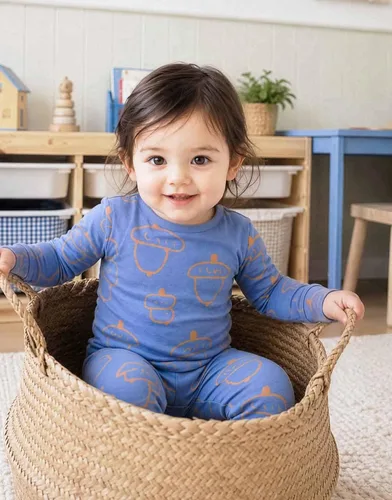 Vista 4 de moimoln Sibling Matching 6M-8Y Pijamas de algodón suave y cálido de modal con mangas largas de personaje, ajustados, para dormir todos los días