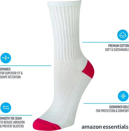 Vista 2 de Tienda Essentials Women's Cotton Lightly Cushioned Crew Socks, 10 Pairs