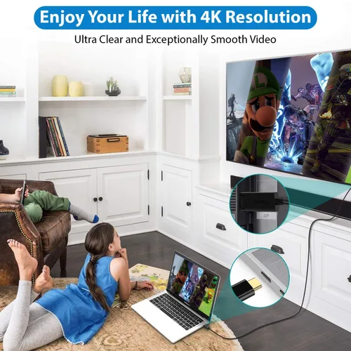 Vista 6 de Cable HDMI USB tipo C 4k alimentado compatible con Amazon Fire HD 10 (2019) Plus carga USB a un máximo de 2160p a 60Hz, cable de 6 pies/6.6 ft