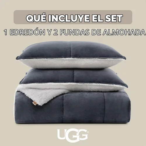Vista 2 de UGG Blissful - Juego de edredón tamaño King, cálido y reversible, 3 piezas, color azul imperial Fits King & California King Beds, Cozy & Soft