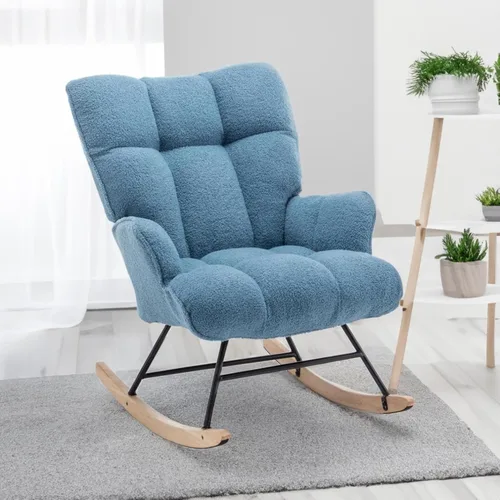 Vista 15 de Mecedora para guardería, silla deslizante para interiores, cómodas sillas de lactancia compactas para espacios pequeños, sala de estar, aula Negro