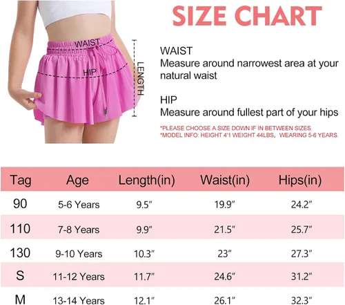 Vista 7 de Dizoboee Pantalones cortos fluidos para niñas, pantalones cortos de mariposa para jóvenes, falda atlética, pantalones cortos con bolsillo para niñas