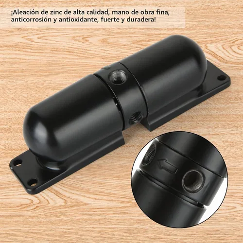 Vista 3 de Cierrapuertas automáticos de 2 piezas, cierrapuertas de resorte de seguridad, bisagra de puerta de cierre ajustable para convertir puertas con Negro