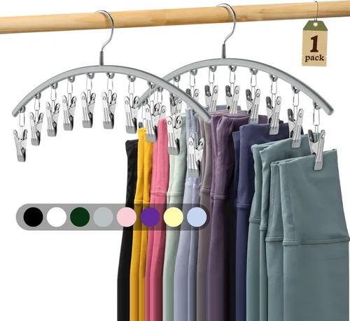Vista 26 de Organizador de leggings para armario, perchas de metal para pantalones de yoga, 1 paquete con 10 clips con capacidad para 10 leggings, organizador
