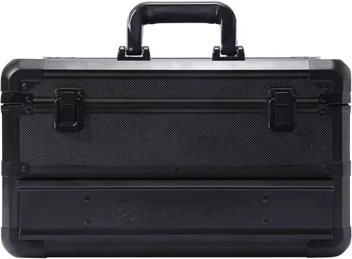 Vista 4 de E ELIAUK Caja de herramientas con estuche rígido, organizador de almacenamiento, maleta de transporte, caja de herramientas con cajones, color negro