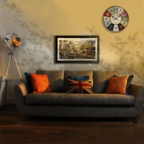 Vista 8 de Reloj de pared de 12 pulgadas, estilo retro, rústico, de cuarzo, silencioso, sin tictac, de madera, funciona con pilas, para sala de estar, cocina