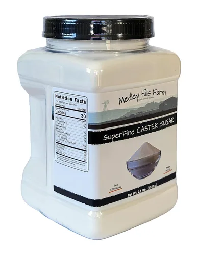 Vista 2 de Azúcar Caster Superfina de Medley Hills Farm en Recipiente Reutilizable 2.5 libras. - azúcar superfina para hornear golosinas caseras, glaseado