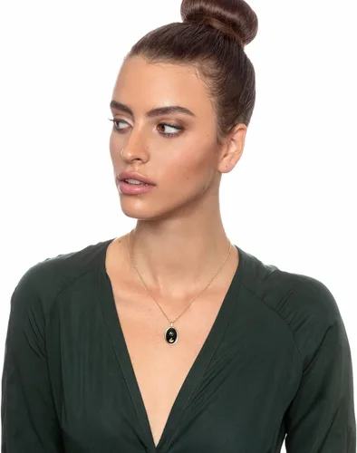 Vista 3 de I Love You to the Moon and Back Necklace Pure Gold Inscribed with Nostalgic Howling Wolf and Stars on Onyx Gemstone Romantic Pendant for Women, 18