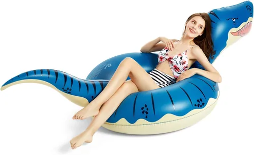 Vista 5 de Jasonwell Flotador inflable de aguacate para piscina con bola y Jasonwell inflable de dinosaurio, tubo flotante para niños y niñas, flotador T-Rex