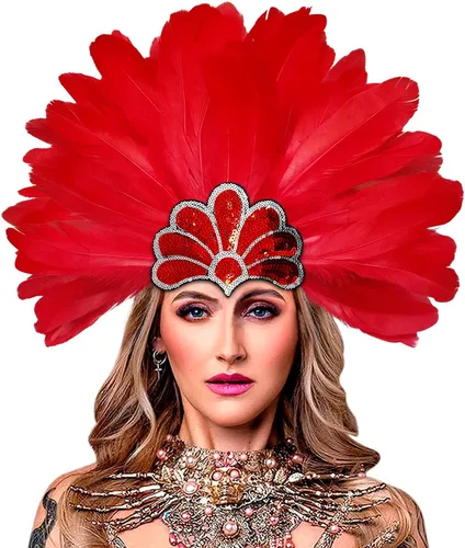 Vista 2 de HOMELEX Tocado de plumas negras para mujer, accesorios de carnaval caribeño