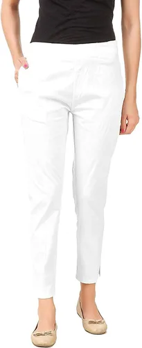 Vista 2 de ladyline Pantalones rectos elásticos de algodón para mujer, cierre elástico, un bolsillo