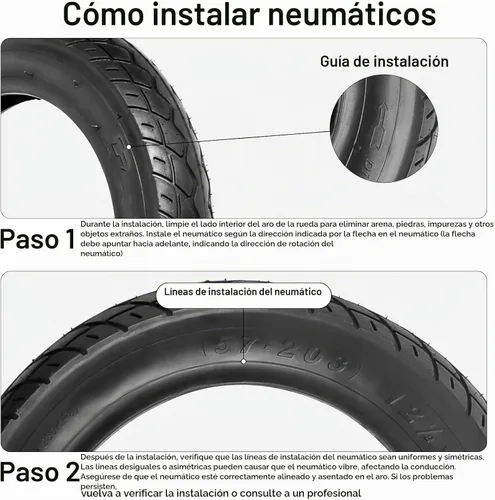 Vista 4 de Juego de neumático y tubo interior para scooter de 12 1/2 x 2 1/4 (12.5x2.25), resistente a espinas de servicio pesado, neumático de rueda delantera