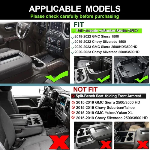 Vista 2 de PIMCAR Organizador de consola central para Chevy Silverado 1500/GMC Sierra 1500 2019-2022 y Silverado/Sierra 2500HD/3500HD 2020-2023 Solo asientos