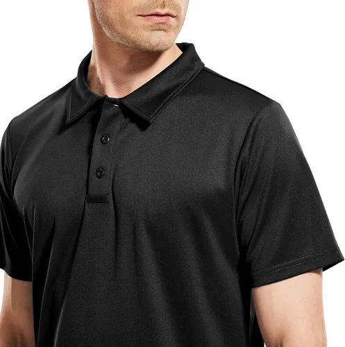 Vista 2 de Haimont Camisas polo de manga corta con cuello para hombre, absorben la humedad, para tenis, negocios, trabajo casual