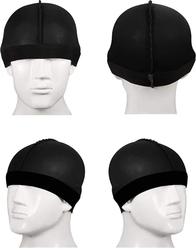 Vista 5 de Gorras de satén para niños, 6 unidades, unisex, para bebé, 360 ondas, con correa ancha, diseño de calavera