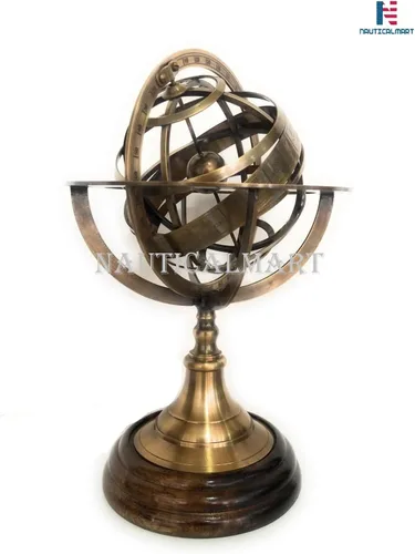 Vista 4 de Globo de esfera náutica armilar de latón grabado