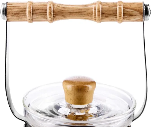 Vista 5 de Yama - Hervidor de agua chino de 40 onzas, tetera de vidrio borosilicato con mango de bambú y rejilla de calefacción de acero inoxidable, vidrio