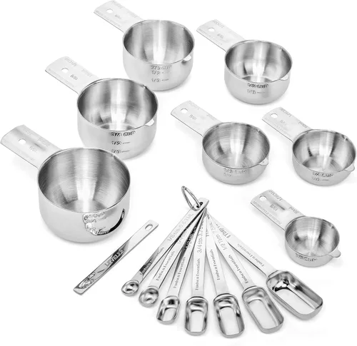 Vista 3 de Hudson Essentials Juego de tazas y cucharas medidoras de acero inoxidable (juego de 14 piezas)