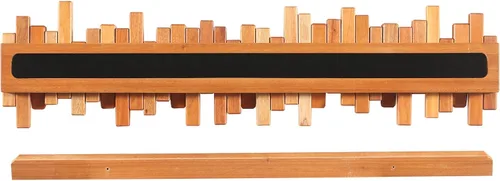 Vista 5 de Perchero de madera para colgar en la pared, varios estantes sólidos hechos a mano de madera de cerezo natural con 5 ganchos modernos abatibles