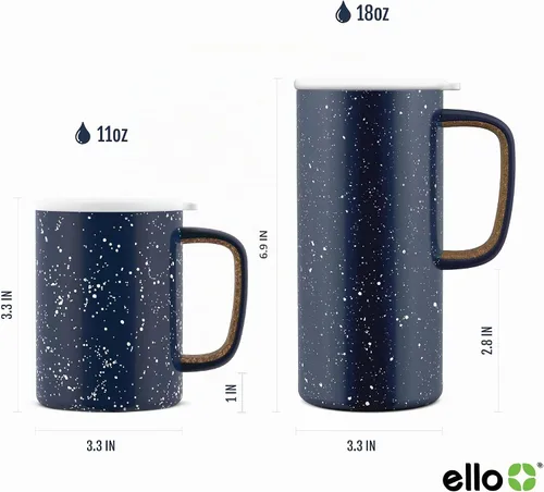 Vista 4 de Taza de viaje Ello Campy de acero inoxidable y hermético al vacío.