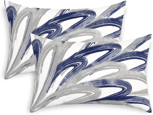 Vista 27 de CaliTime Juego de 2 fundas de almohada decorativas de vellón de dos tonos con plumas abstractas para sofá, cama, decoración de casa rural, 16 x 16